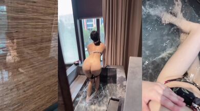 推荐【XiuRen秀人网】伊雪儿全裸无圣光，阴毛浓密，玩奶夹